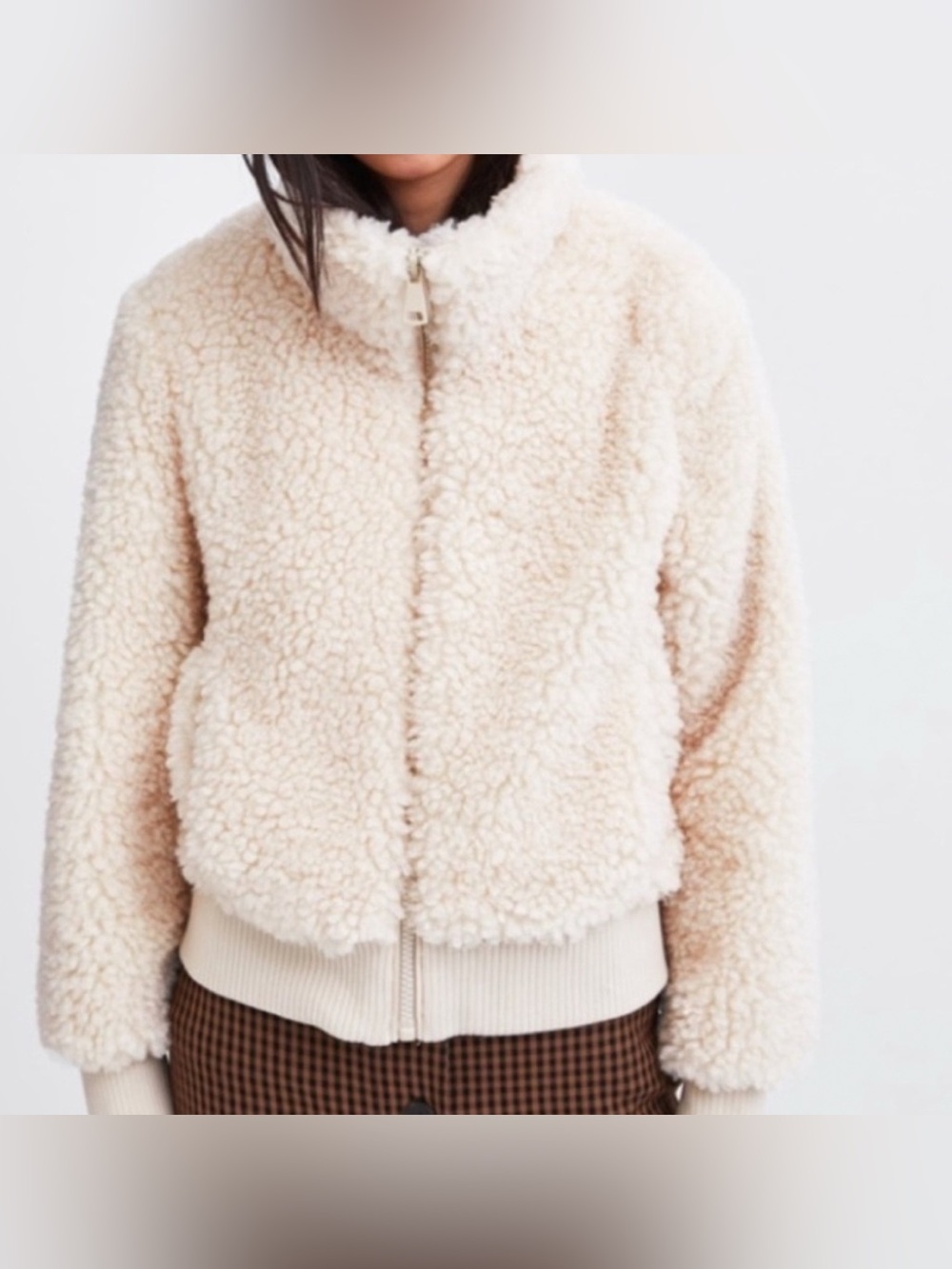 ZARA COZY CREAM  SHERPA BOMBER JACKET
